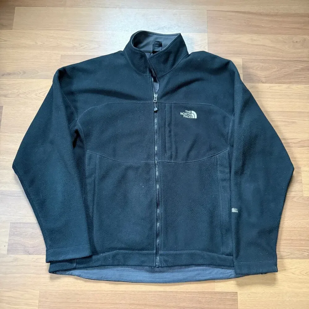 Men's The North Face Windwall Black Fleece Zip Up Outdoor Hiking Jacket Sz XL